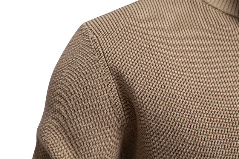 Nieuwe herfst- en wintertrui voor heren in Europese maat, heren met lange mouwen, halve rits, opstaande kraag, effen kleur, casual trendtrui die bij elkaar past_voghion.com