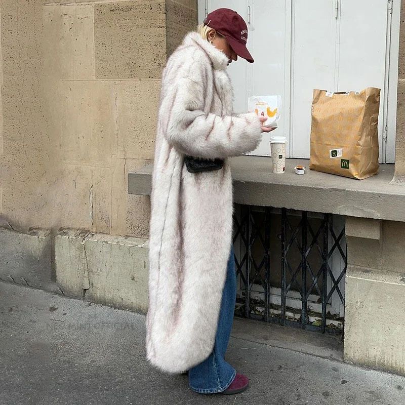 Giacca in pelliccia di volpe lunga slava da donna, stile invernale, nuova neve_voghion.com