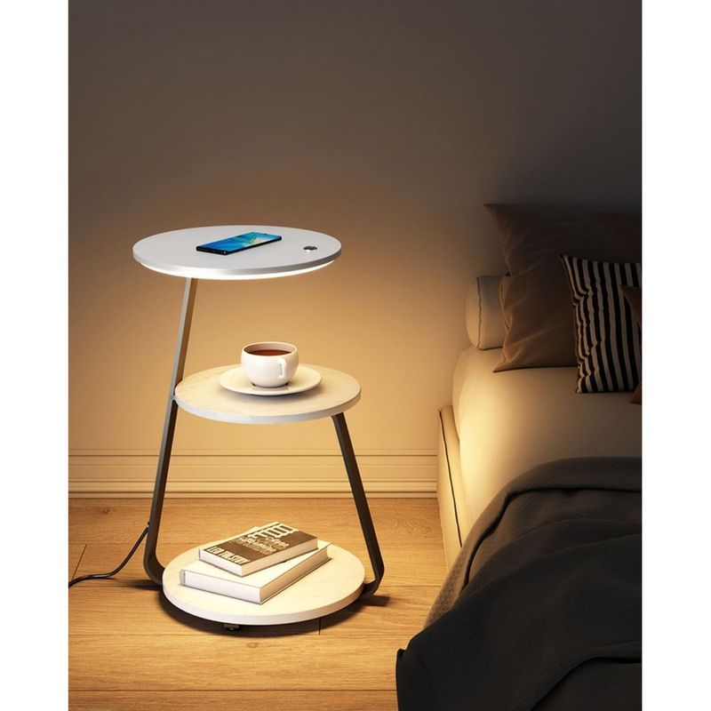 Carregamento sem fio para piso de quarto criativo, prateleira para sala de estar, abajur de café, senso de design_voghion.com