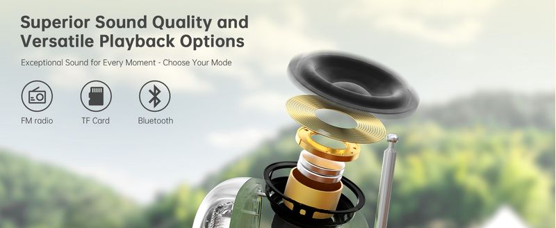 Divoom T-tiivoo-2 Mini altoparlante Bluetooth retrò con rumore bianco, altoparlante Bluetooth portatile vintage per il sonno, subwoofer di alta qualità_voghion.com