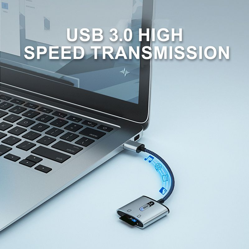 Kunjiuyou TF Plug And Play Dual Slot USB 3.0 High Speed Data Transmission 2 in 1 Camera Memory Card Reader Computer_voghion.com
