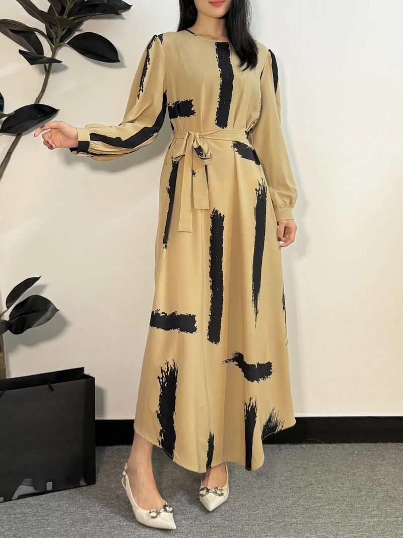 Naisterõivad Uus moslemi kleit Naiste palvekleit Abaya mood Naiste O-kaelusega_voghion.com