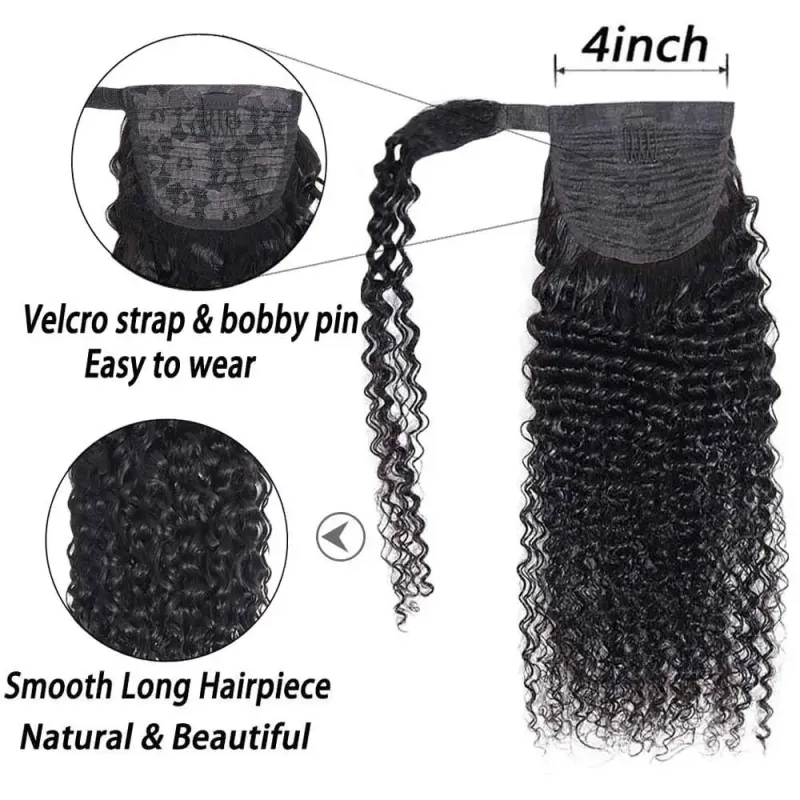 Kinky Curly Pferdeschwanz Echthaar Extensions Remy Haar_voghion.com