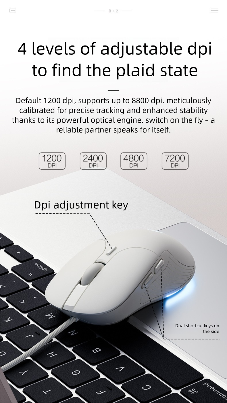Inphic B2 Wired Mouse Silent Noiseless Office Gaming E-sports Computer Laptop Ergonomic Mechanical_voghion.com