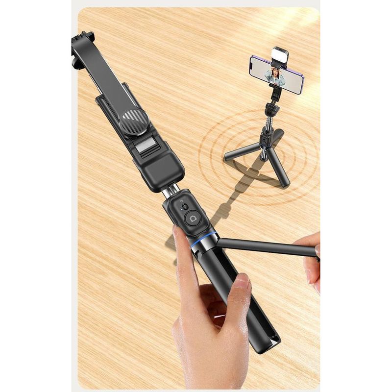 Kafeile Selfie Stick Multifunzionale Treppiede Bluetooth Portatile Supporto per Telefono con Streaming Live a 360 Gradi Foto Artefatto_voghion.com