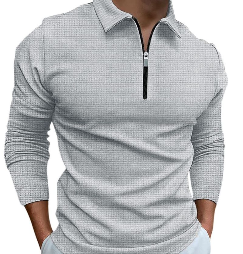 Neues Herren-Langarm-Poloshirt mit Digitaldruck, Umlegekragen, Reißverschluss und schmaler Passform (Modell 2025)_voghion.com