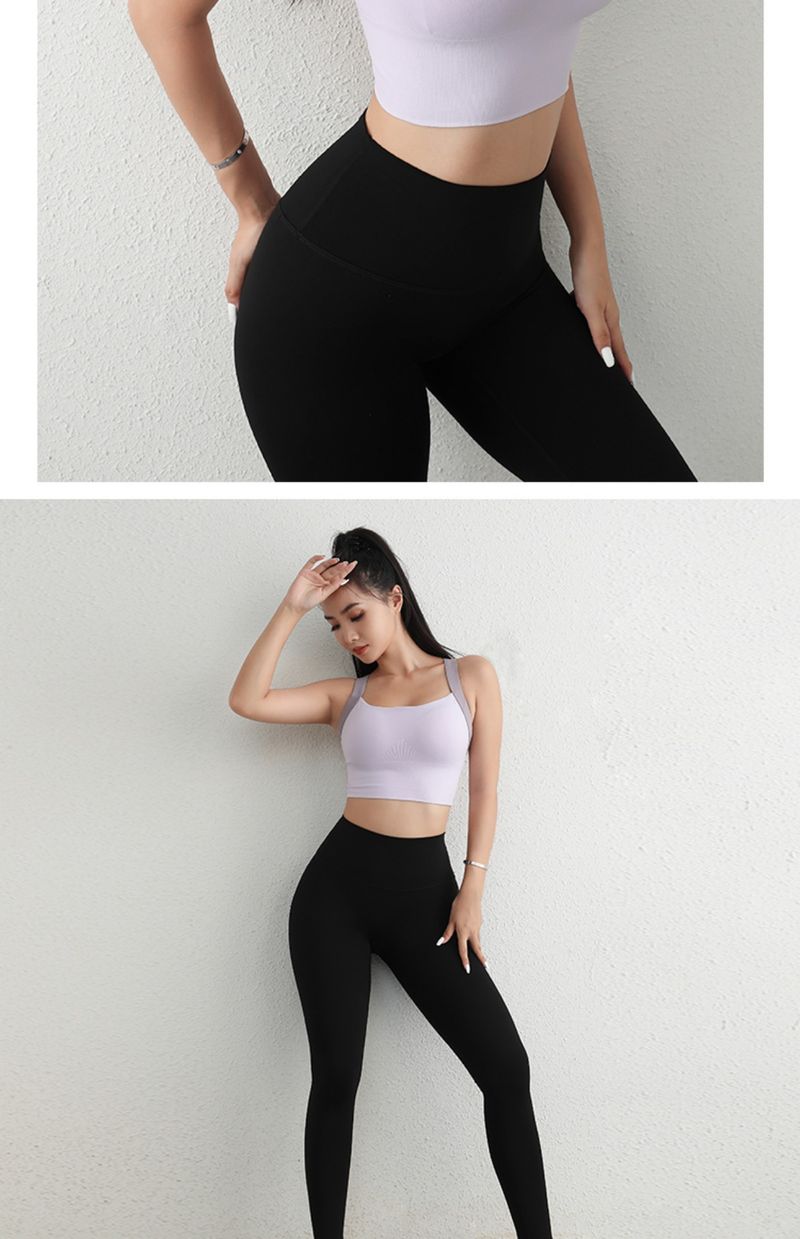 Soutien-gorge de sport une pièce de couleur contrastée dans le dos pour femmes, sous-vêtements froncés antichoc, gilet de yoga de course à pied de fitness haute intensité_voghion.com
