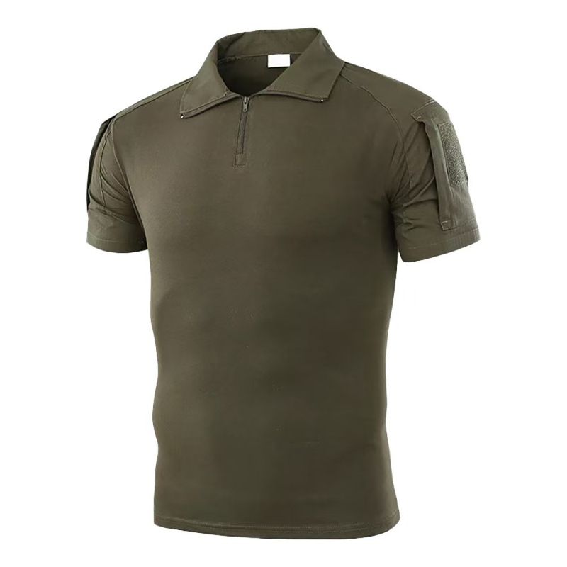 Men's Clothing Patchwork Short Sleeve Shirt Casual T-Shirt With Collar Breathable Cotton Blend Loose Fit Military Style Fashion For Outdoor Daily_voghion.com