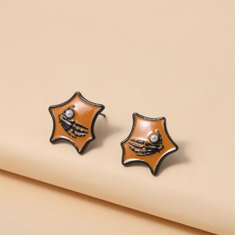 Halloween-Schmuck, Maskerade-Schmuck, erschreckender Schmuck, Halloween-Perlenschmuck, modischer Öltropfen, Totenkopf, Handknochen, Tier, übertriebene Ohrringe, Ohrschmuck_voghion.com
