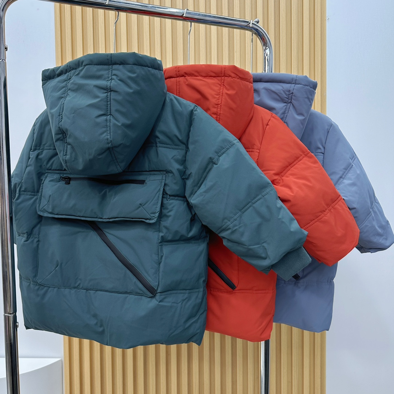 Children's mid-length white duck down jacket boys and girls thickened jacket hooded down jacket light and soft warm clothes_voghion.com