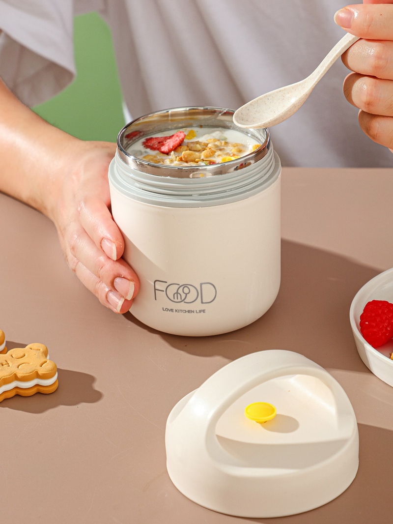 1PCS New 304 Stainless Steel Mini Breakfast Cup Sealed Handle Insulation Portable Outdoor Milk Hand Cup Soup Can White_voghion.com