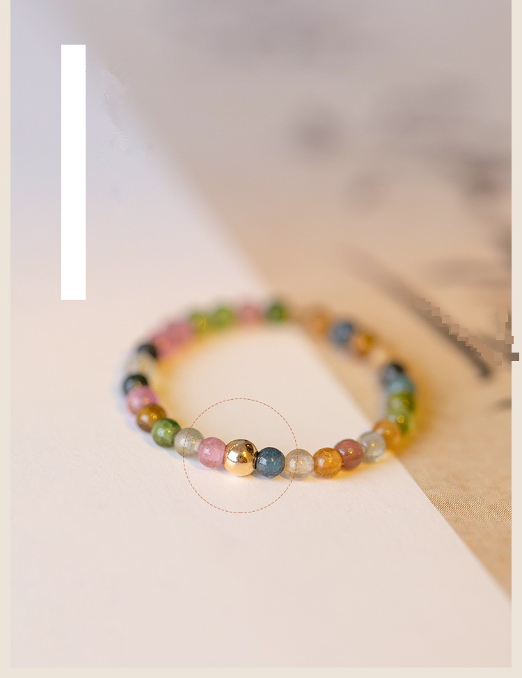 Inel ultrafin cu turmalină curcubeu de 2 mm, mărgele rotunde mici de turmalină, culoare aur 14k, inel de toamnă și iarnă_voghion.com