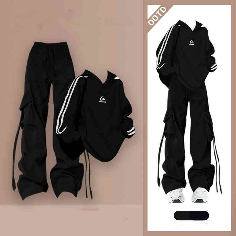 Women's Clothing Wear College Style Casual Sweater With Temperament Overalls Two Piece Suit_voghion.com