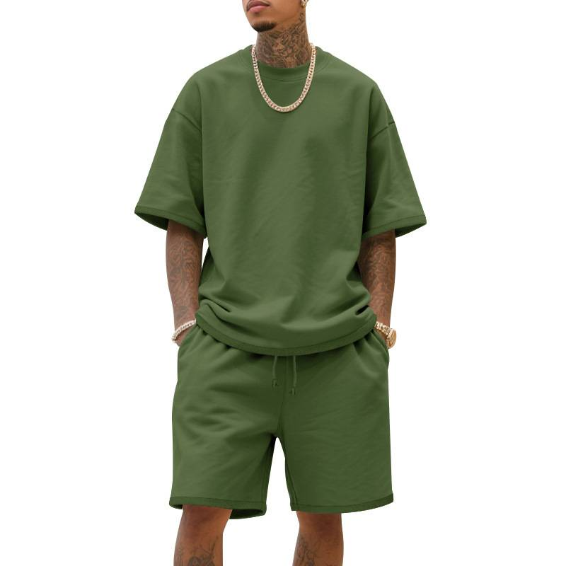 Vêtements d'été pour hommes, grande taille, tenue de sport, loisirs, ample, manches courtes, t-shirt, short_voghion.com
