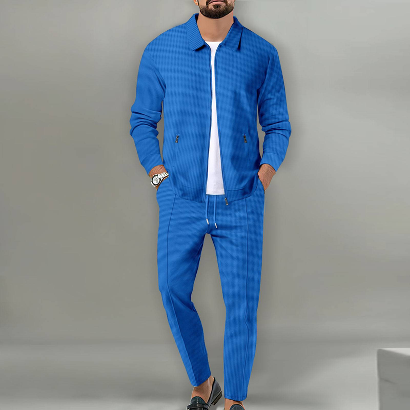 2025 Fashion Tracksuits Men's Lapel Long Sleeve Sweatshirts + Lace-Up Sweatpants 2 Piece Casual Sport Sets S-3XL_voghion.com