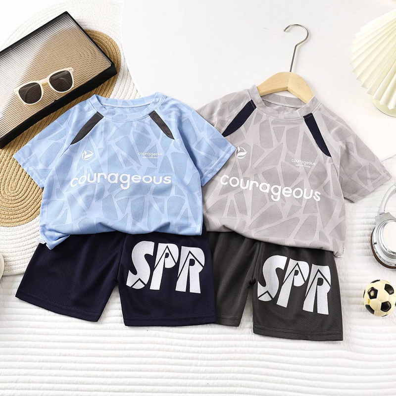 Children's Summer New Ball Uniforms Boys Quick Drying Suits Breathable Boys Short Sleeved Shorts Two Piece Sports Children's Clothing_voghion.com