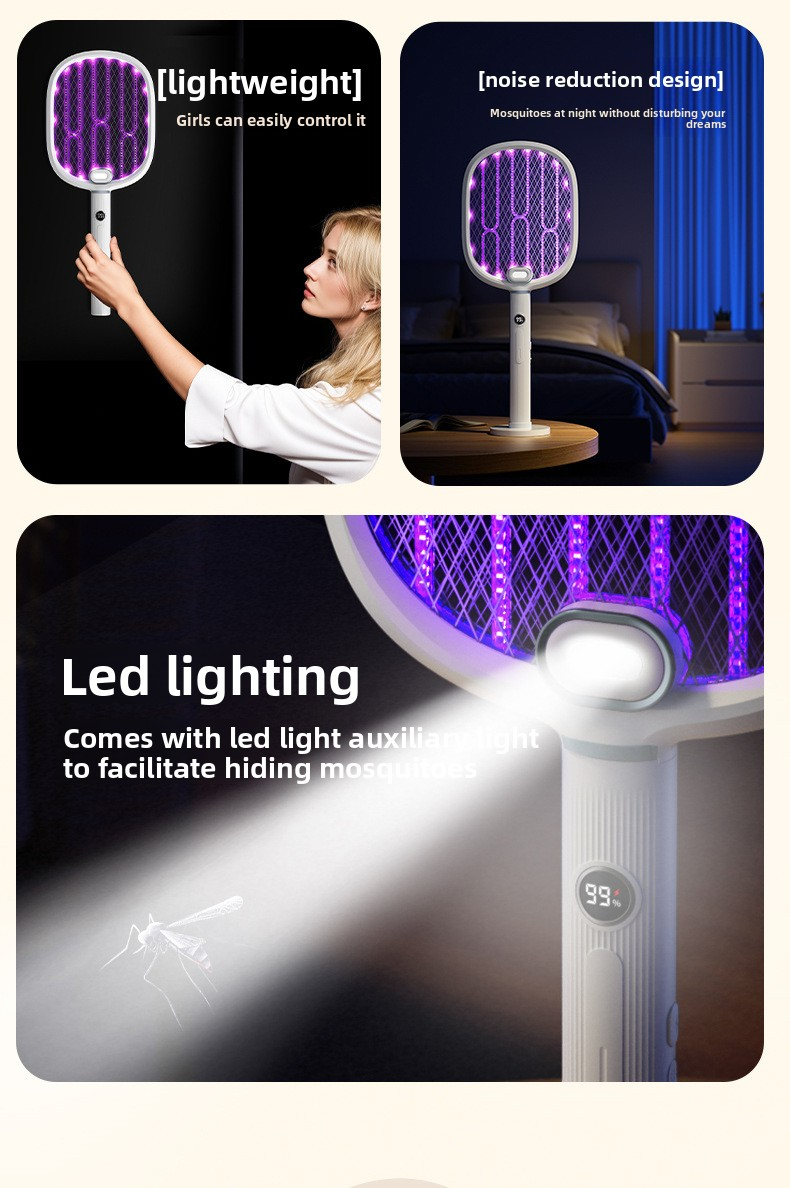 Matamosquitos eléctrico plegable con luz ultravioleta: 2 en 1, mata insectos y atrapamoscas (matar insectos automático para uso doméstico)_voghion.com