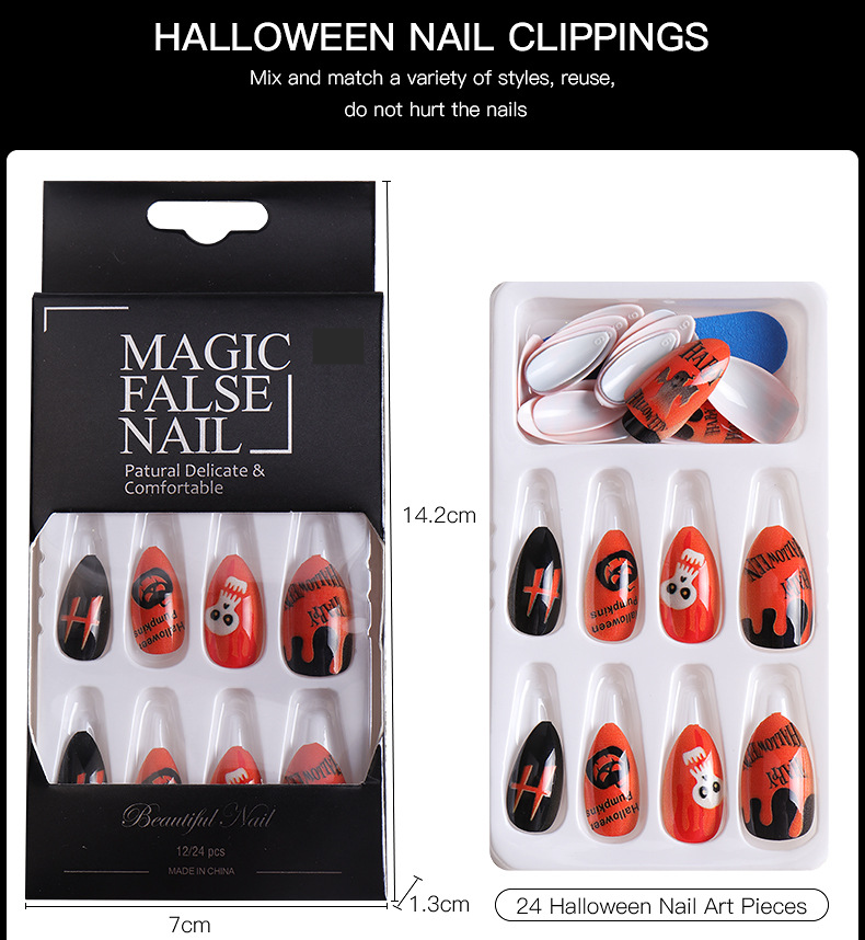 European And American Halloween Mink Faux Lashes & Nail Tips Combo Set With Application Tools_voghion.com