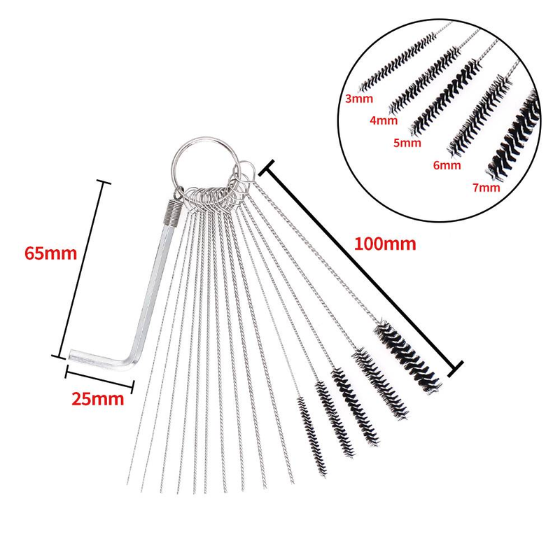 Carburetor Cleaner 10 Needles 5 Brushes Cleaning Tool Kit Carburetor Carbon Jet Cleaner For ATV Motorcycle Carburetor Cleaner 13 Wire Torch Tip_voghion.com