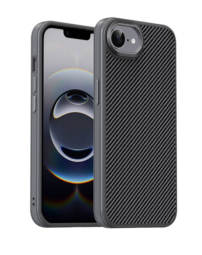 iPhone 16E Case, Metal Finish Shockproof Cover With Carbon Fiber Texture – Slim Fit, Anti-Scratch, Stylish & Durable Protection For IPhone 16E_voghion.com