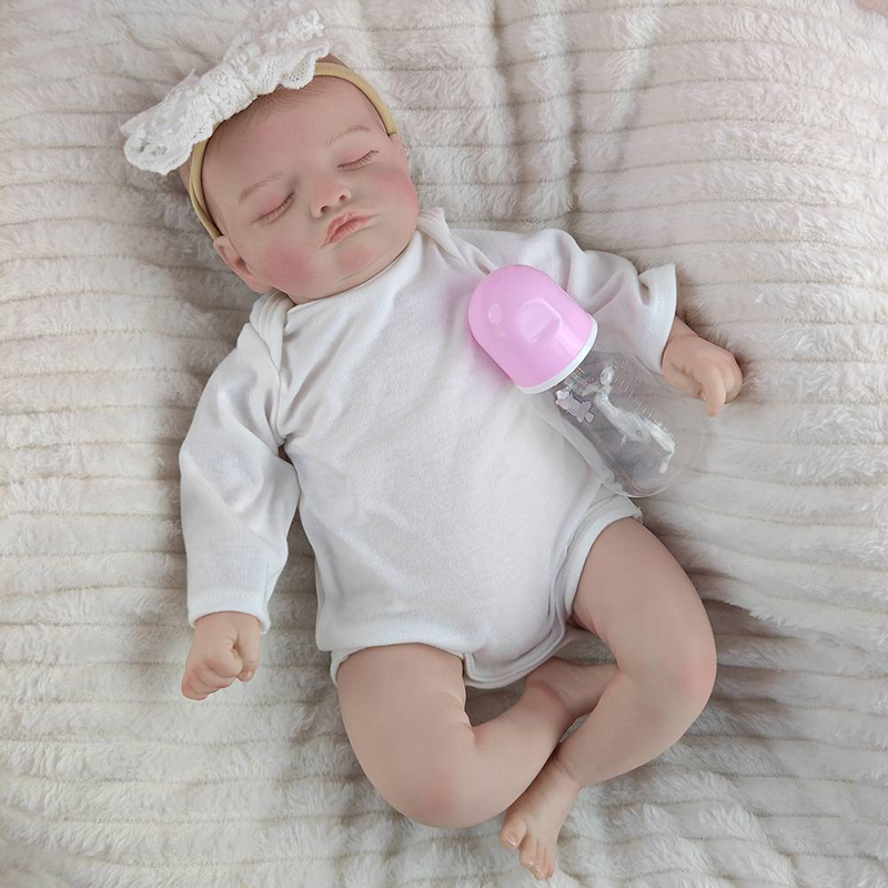 46cm Cloth Body Soft Reborn Dolls Closed Eye Simulation Baby 3D Skin Dress Up Game Doll Girl New Year Present_voghion.com