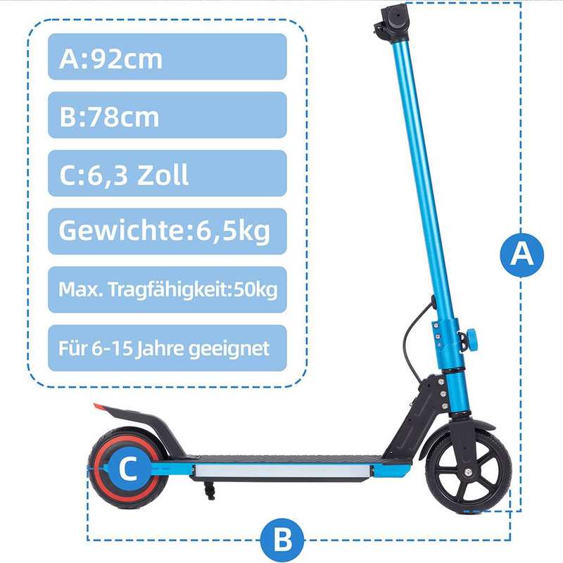 Vankel Kids Electric Scooter 6.5", Foldable Design, 150W Motor, 60Wh Battery, Safe & Lightweight Ride For Ages 6–14_voghion.com