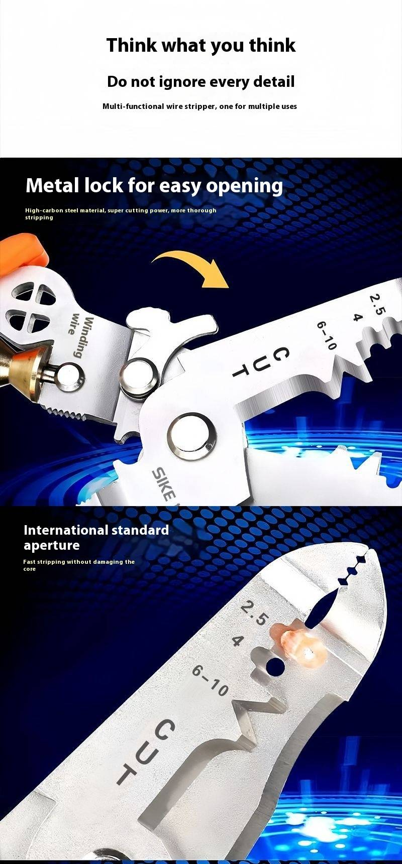 Professional Multi-Function Wire Stripper With Central Swivel - Durable S2 Alloy Steel Blade For Electricians & DIY Enthusiasts_voghion.com