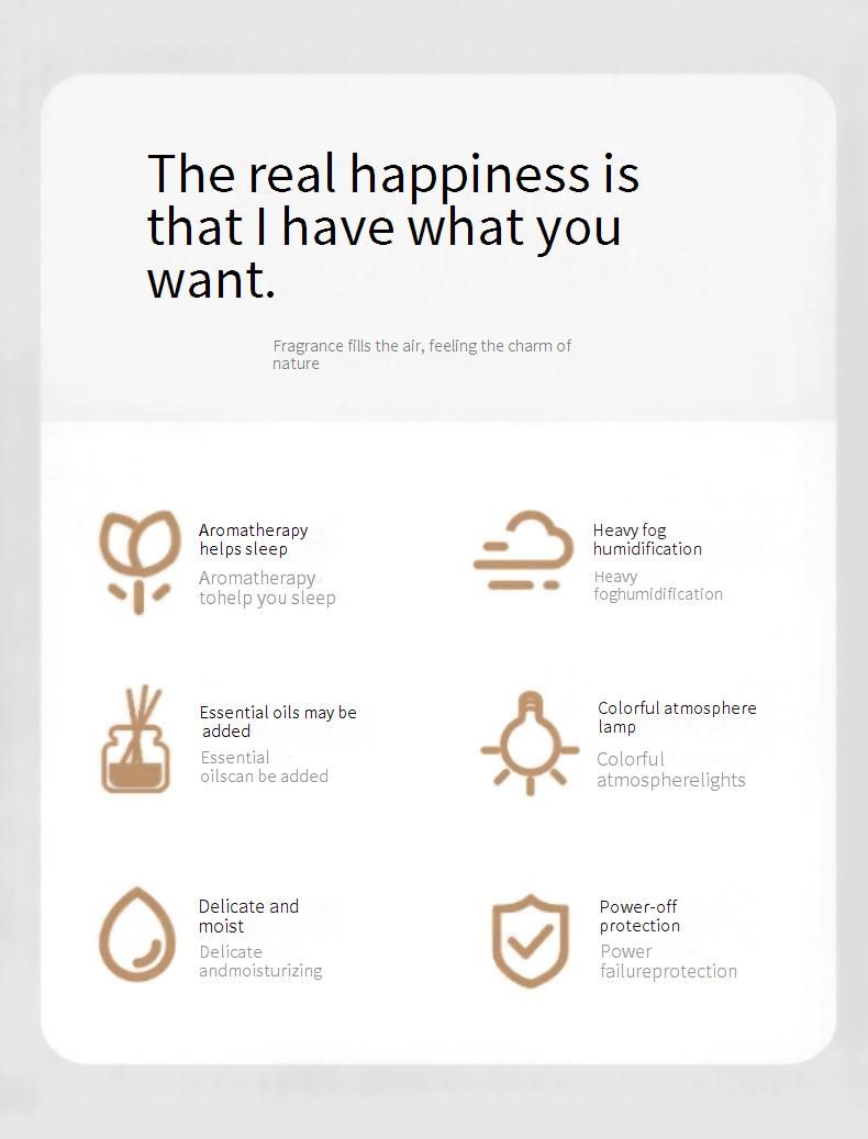 Ocean Ultrasonic Aroma Diffuser With 7-Color LED Mood Light, USB Humidifier For Home & Office, White & Apricot Options_voghion.com