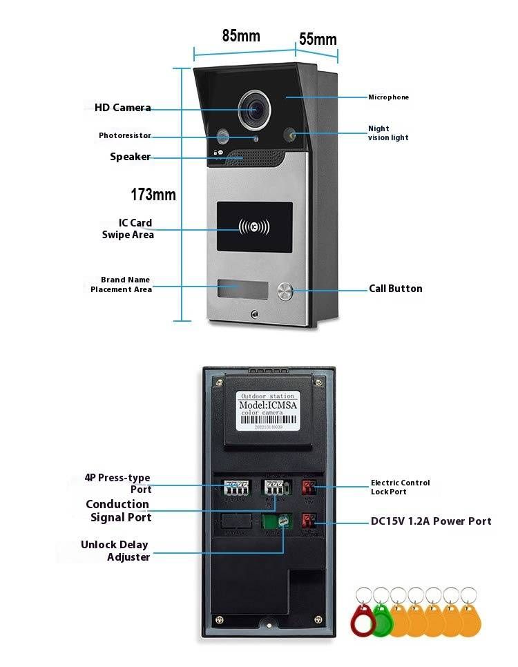 AHD7024B WiFi Video Doorbell - 7" IPS Touchscreen, 1080P HD, Remote Unlock Via Tuya App, Works With Smart Locks_voghion.com