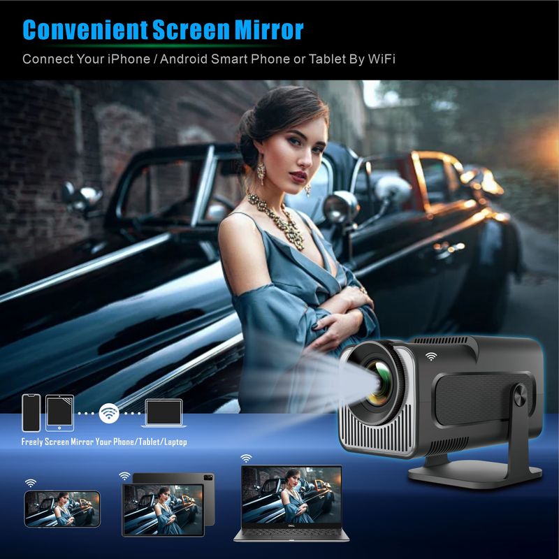 Mini proiettore intelligente HY320 supportato da Android 11 4K Dual Wifi6 330 ANSI Quad-core Allwinner H713 1080P Home Cinema Proiettore per esterni_voghion.com