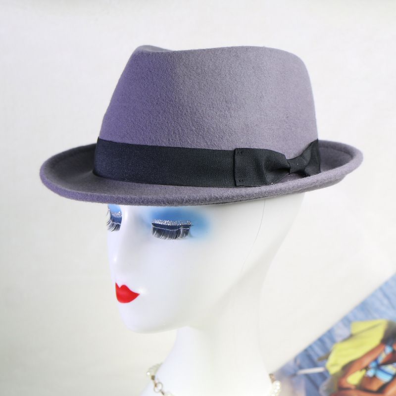 wool felt top hat men's jazz hat Shanghai beach gentleman wool woolen autumn and winter retro British hat_voghion.com