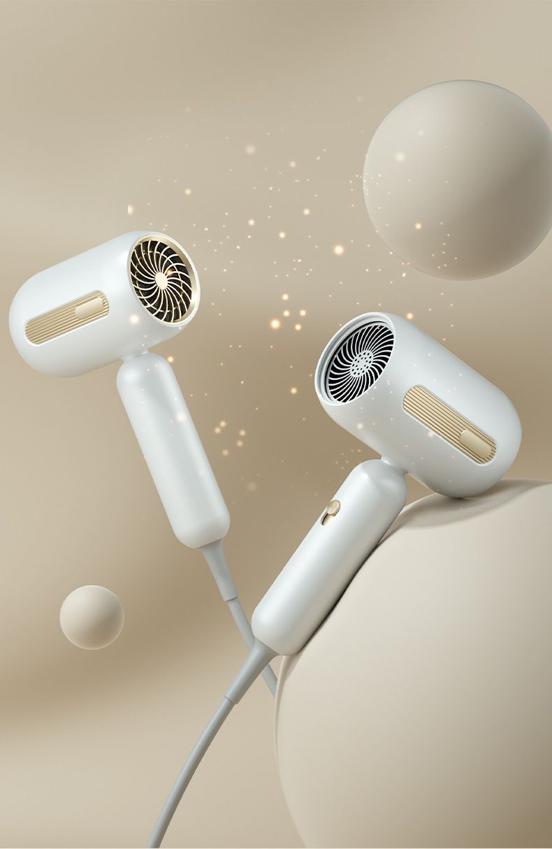 1900W Professional Hair Dryer – Ionic Fast Drying With 3 Speed & Cool Shot, Lightweight ABS Blow Dryer For Home & Travel (White/Beige)_voghion.com