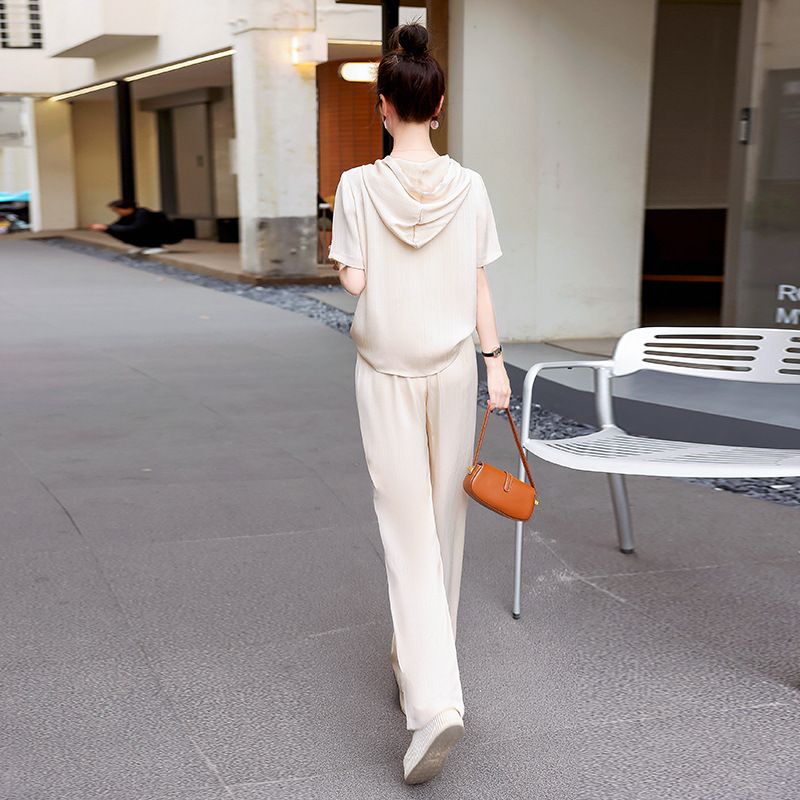 Ensemble deux pièces en soie glacée haut de gamme pour femme, nouvelle collection été 2025_voghion.com