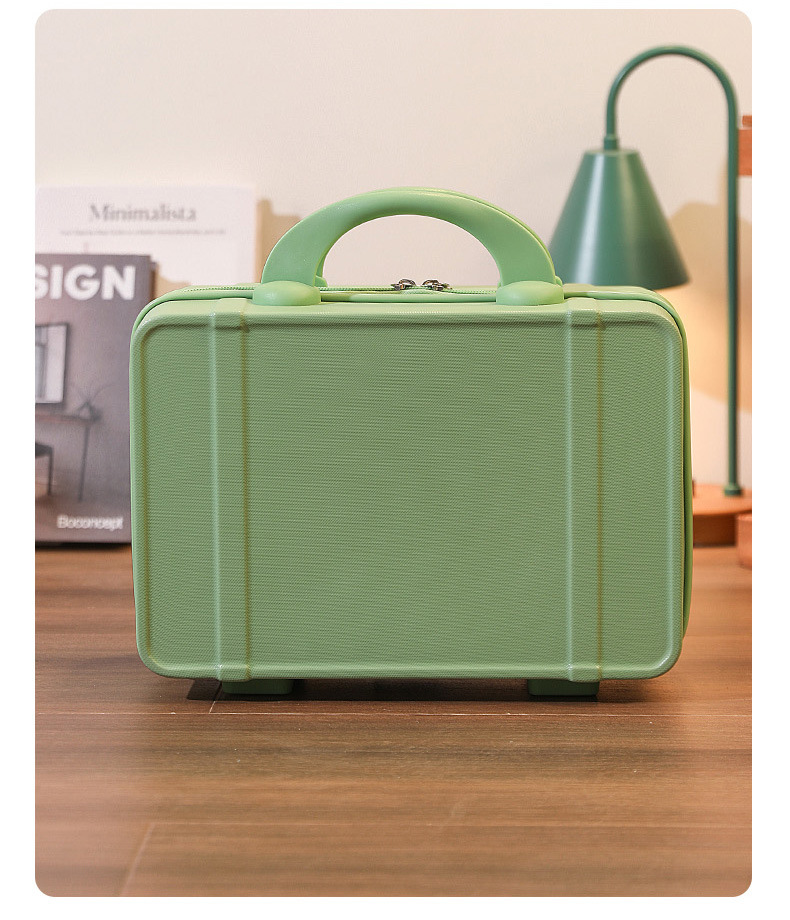 Bonbonfarbener Kontrast mit märchenhaftem Handgeschenk in Volltonfarbe, durchsichtige Reisebox, Mini-Koffer mit Reißverschluss_voghion.com