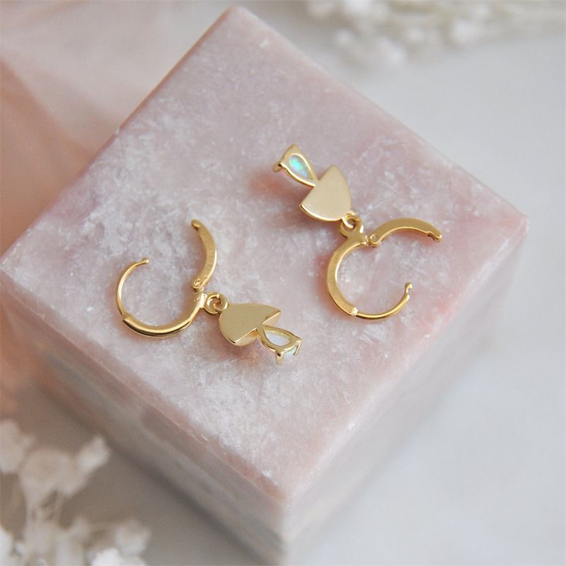 Set di collana e orecchini con ciondolo a forma di fungo in opale da donna, pezzo chic bohémien con ciondolo in pietra naturale, catena regolabile_voghion.com