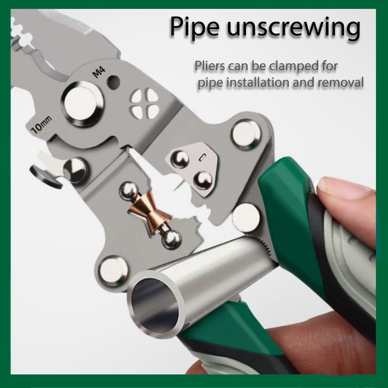 Foldable Stripper, Pulley Design Multi-function Electrician Wire Stripper Winding Crimping Pliers Hand Tool_voghion.com