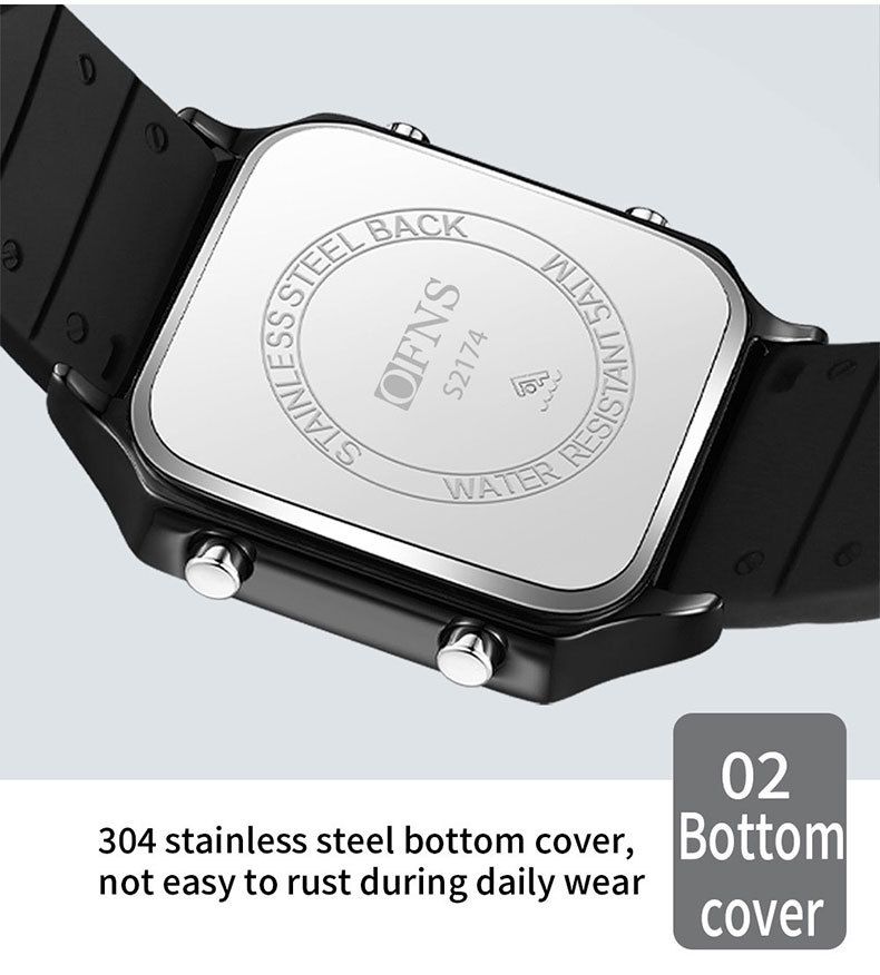 Orologio sportivo digitale quadrato classico con display multifunzione, impermeabile e antiurto per uomo e donna, elegante e durevole._voghion.com