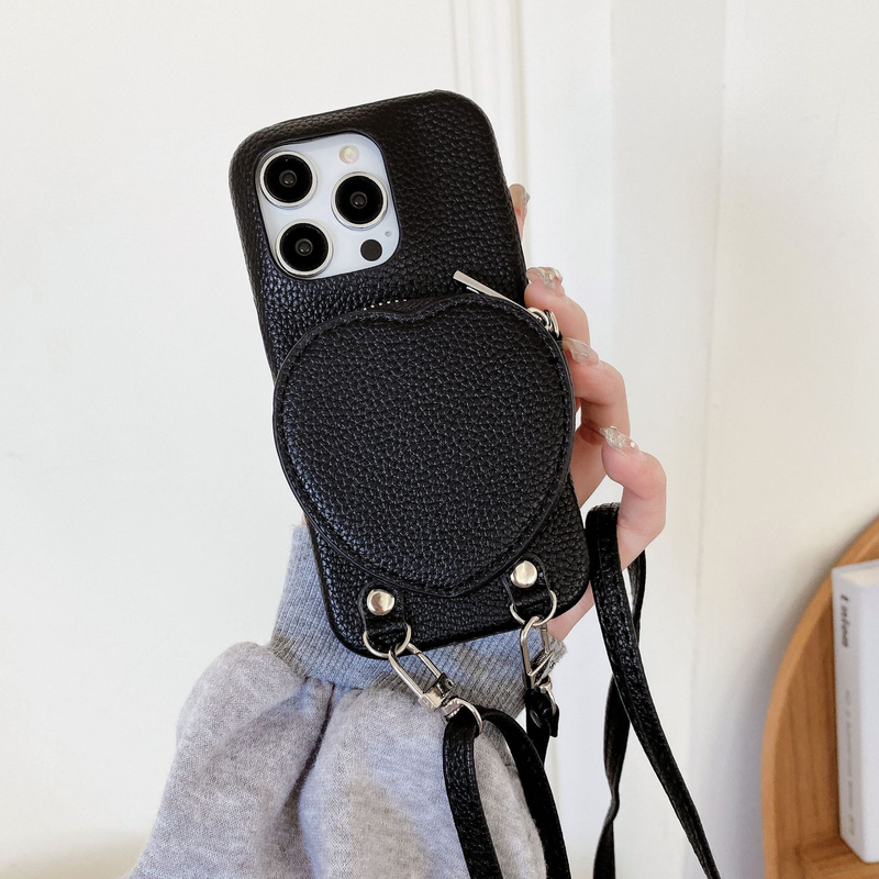 Mobile phone case coin purses are suitable for Apple 15 mobile phone cases iPhone14Pro max protective cover 13 love all-in-one package_voghion.com