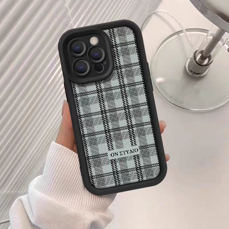 Capa de silicone macia com padrão de grade azul claro para Samsung Galaxy S25 S24 S23 S22 Ultra Plus FE A15 A16 A24 A35 A54 A55_voghion.com