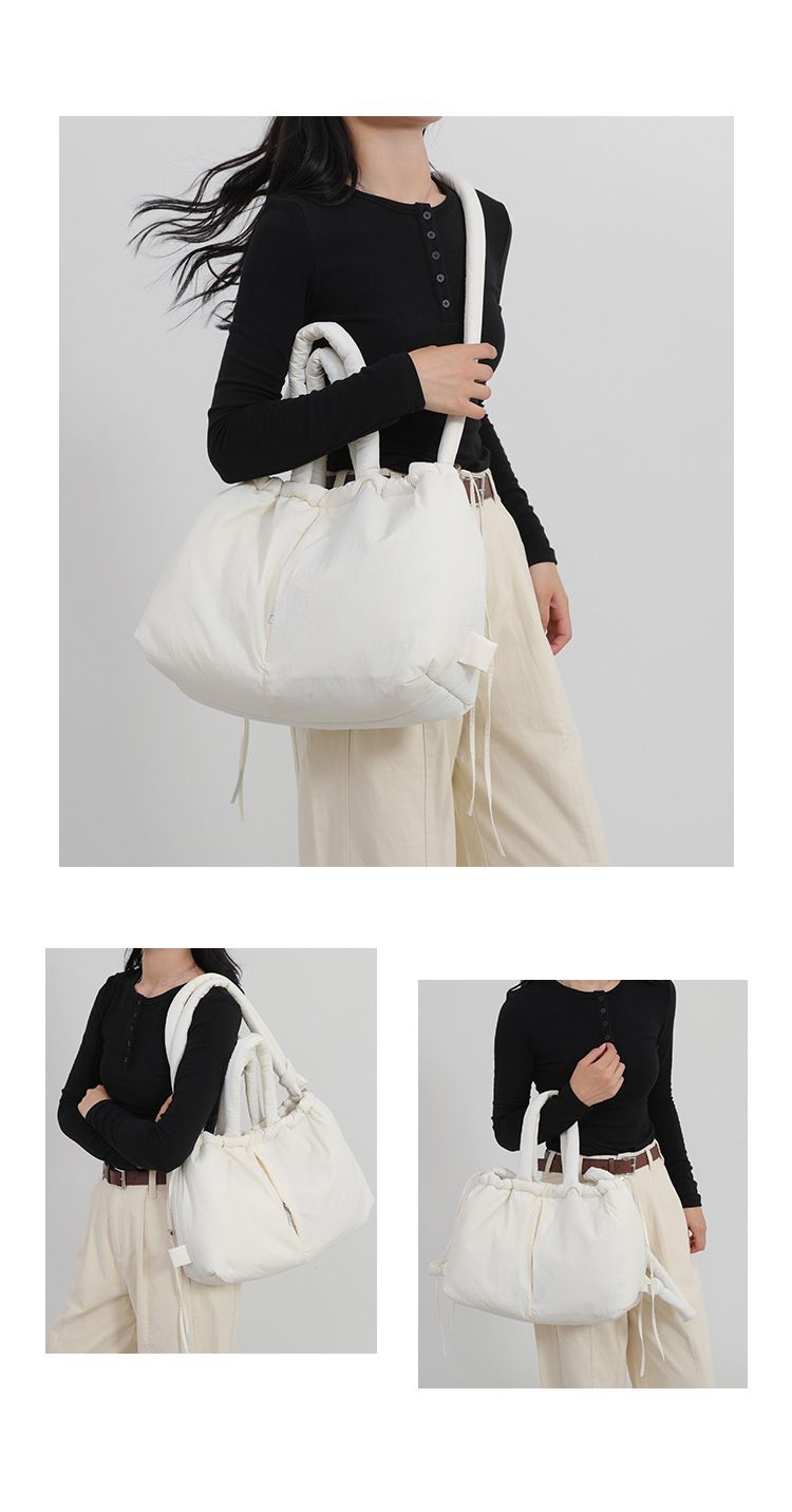 New style portable down cotton bag winter versatile fashion shoulder messenger bag multifunctional pleated casual backpack_voghion.com