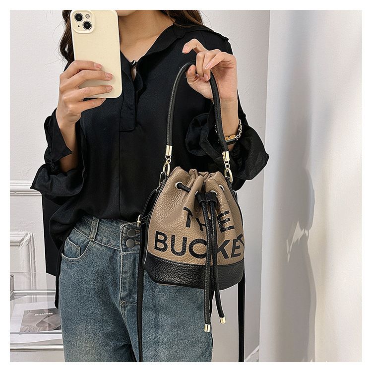Borsa a secchiello da donna, alla moda, con coulisse, a mano, con tracolla, per donna, portatile, casual, semplice, casual._voghion.com