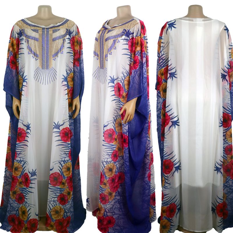 Vêtements pour femmes, vêtements de style ethnique africain, grande jupe trapèze en mousseline de soie, impression numérique à diamant chaud et lourd avec groupe intérieur_voghion.com