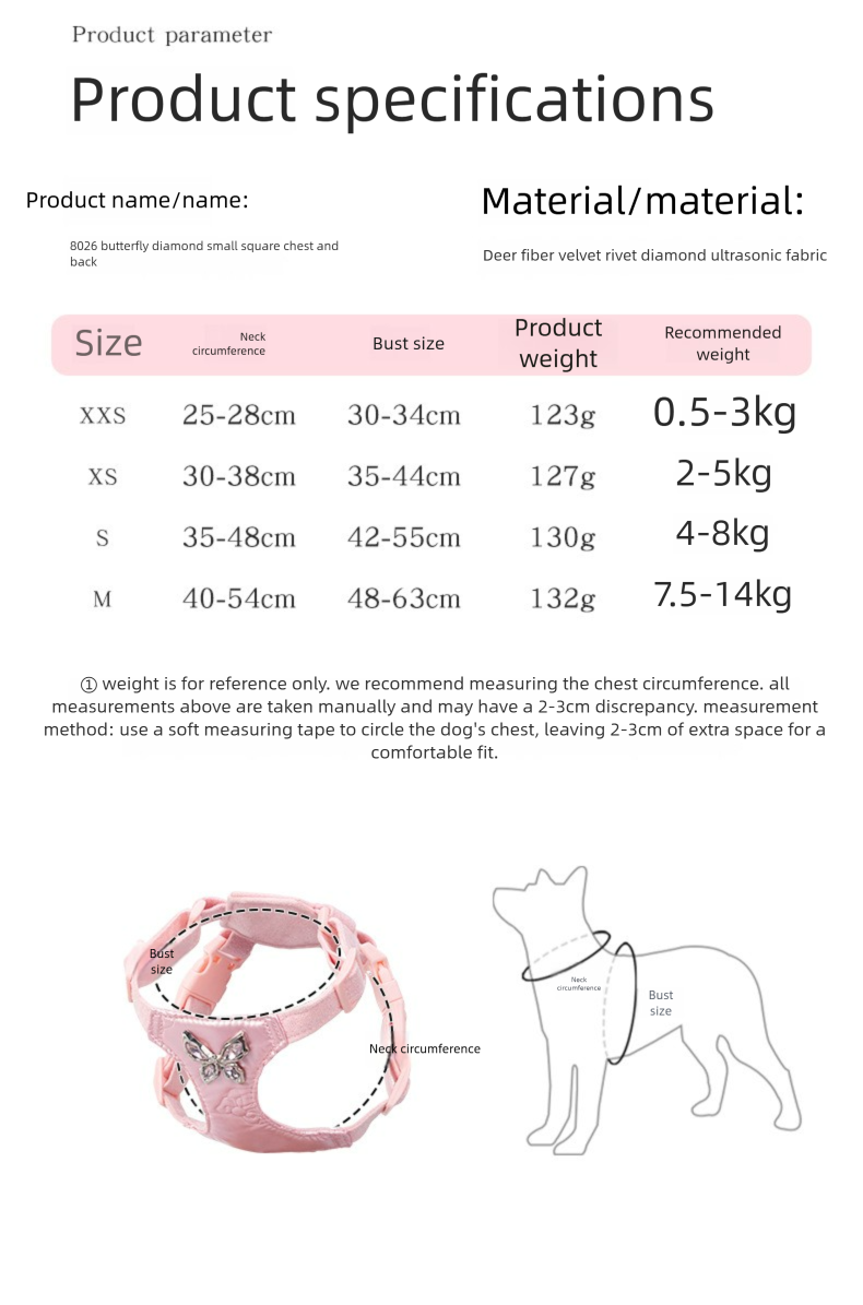 New Small Easy Walking Metal Bow Dog Leash Exquisite Pet Harness_voghion.com