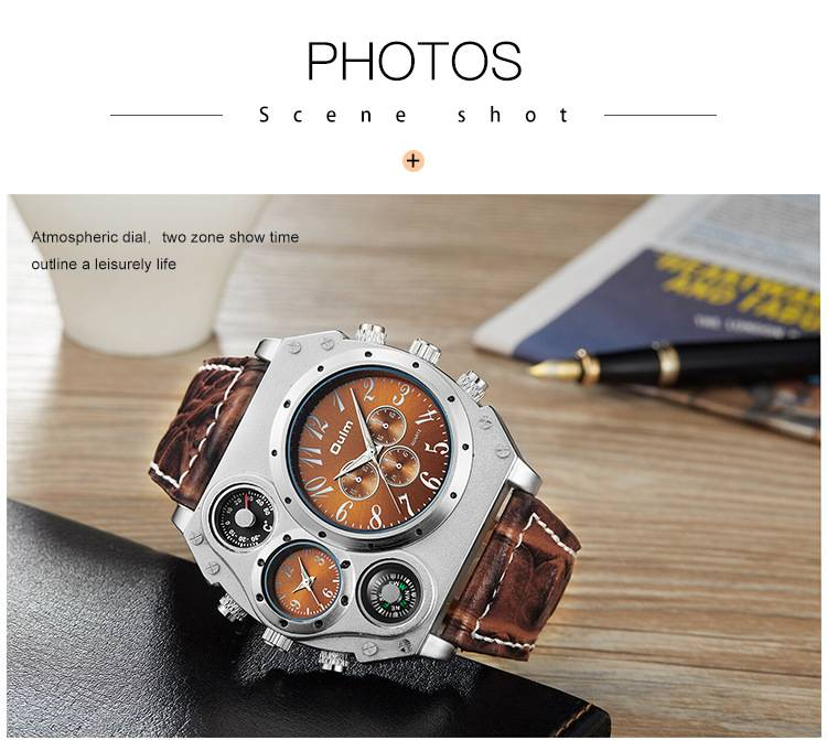 Quartz dual time zone men's watch quartz strap personalized large dial men's watch_voghion.com