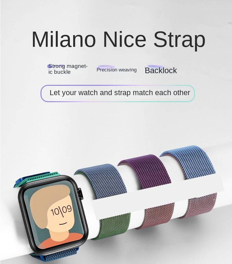 A-apple watchapple watch Milanese iwatch1-9 nesil SE paslanmaz çelik manyetik degrade renkli tokalı kayış için uygundur_voghion.com