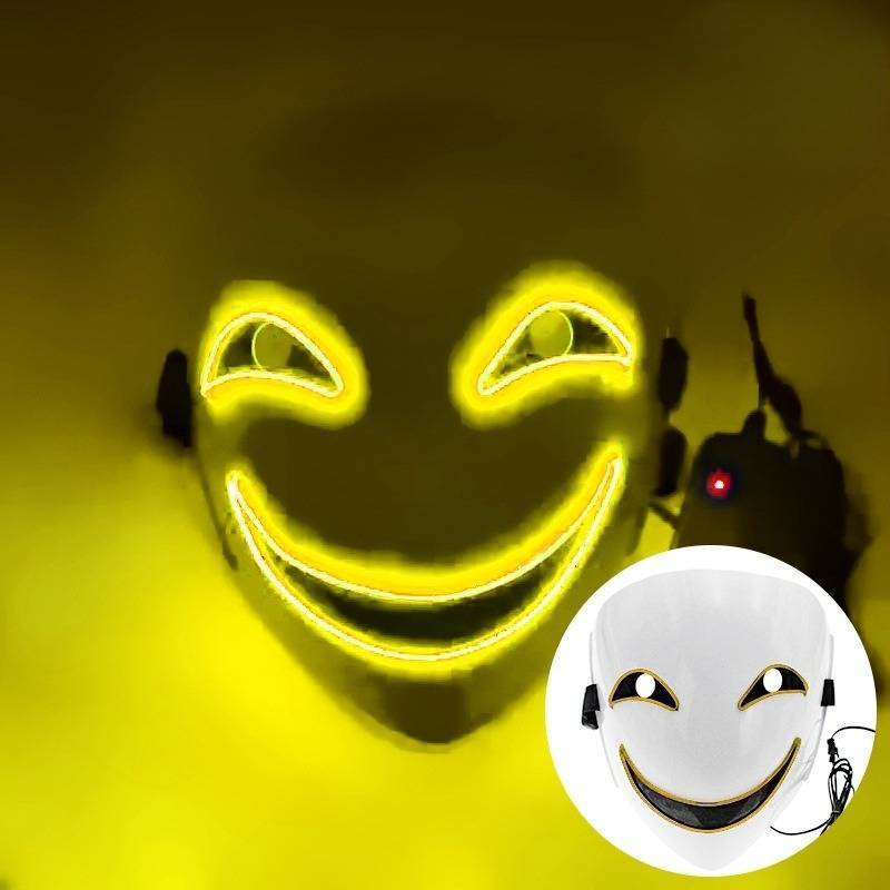 Maschere per feste personalizzate con LED luminosi, maschera nera con proiettile e cinturino regolabile, ispirata agli anime, per cosplay, convention di Halloween_voghion.com
