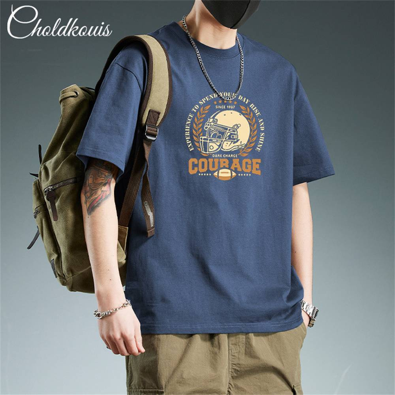 Summer Fashion Top Tee Men's Cotton Round Collar Printing Short Sleeve Loose T-Shirt_voghion.com