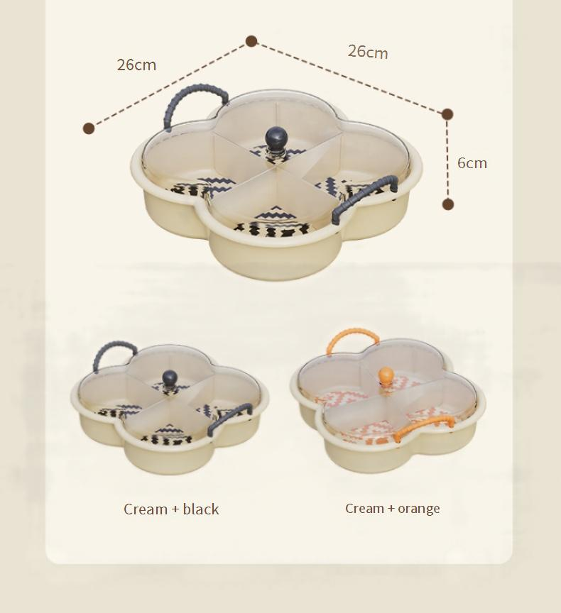 Vassoio per snack in plastica – Portafrutta e caramelle multi-scomparto per tavolino da salotto (portafrutta resistente e leggero)_voghion.com