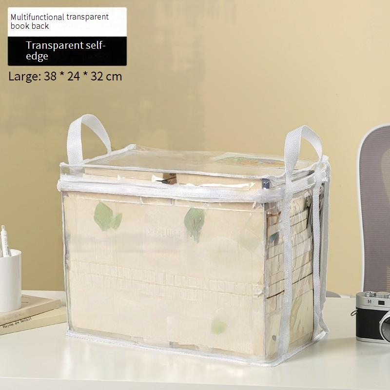 Kids' Cartoon Storage Bag - Large Capacity Book & Toy Organizer For Classroom Desk (Transparent Front Handles School Supplies Holder)_voghion.com