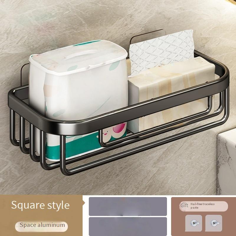 Space Aluminium-Toilettenpapierhalter zur Wandmontage, Badezimmer-Taschentuchspender ohne Bohren, moderner wasserdichter Badezimmer-Organizer für Zuhause, Schwarz/Gold/Silber_voghion.com